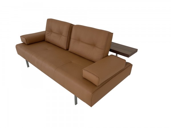 Rolf Benz DONO Lounge 6200 Sofa mit Sitzvorzug in Leder mittel ockerbraun mit Reling Nussbaum