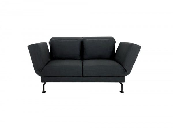 Brühl MOULE SMALL Sofa 2 mit Drehsitzen in Stoff anthrazit mit Gestell schwarz mit Rollen hinten