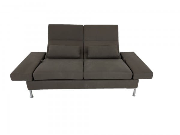 Brühl TOMO COMPACT Sofa 2 im Leder TARON graubraun mit funktionalen Seiten- und Rückenlehnen