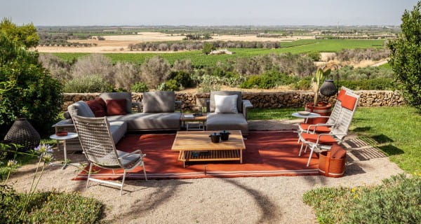 POLTRONA FRAU OUTDOOR Solaria Sofa mit Recamiere in Corda Seil handgeflochten für Garten & Terrasse