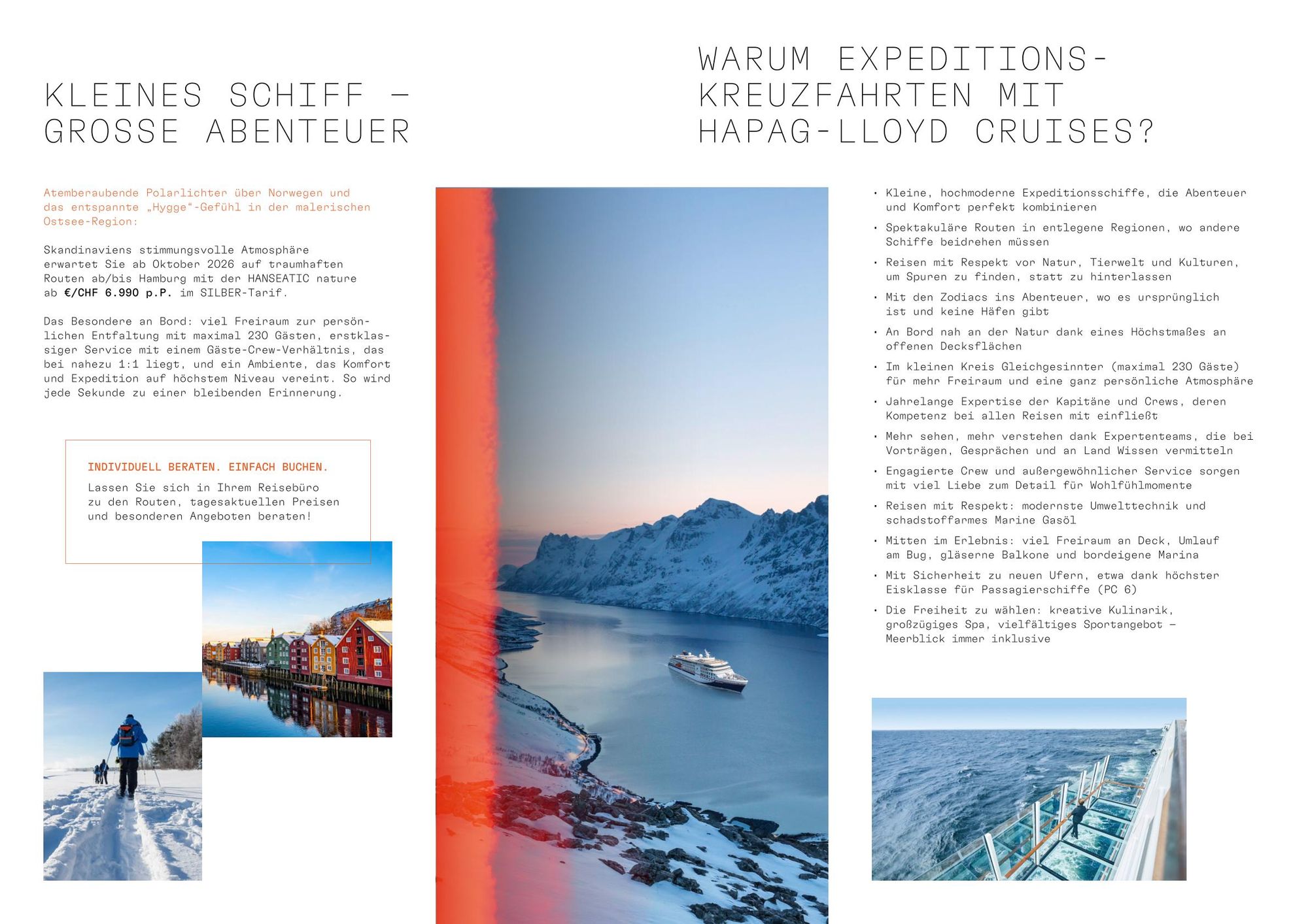 Polarlicht über verschneiter norwegischer Küstenlandschaft mit Dorf am Wasser