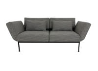 Brühl RORO SOFT Sofa 2 in Stoff grau mit weichen Sitzkomfort, zwei Drehsitzen und Rollen hinten