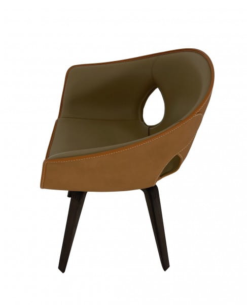Poltrona Frau GINGER Stuhl drehbar, 6 Stück in Leder saddle extra cammello und Leder nest tufo