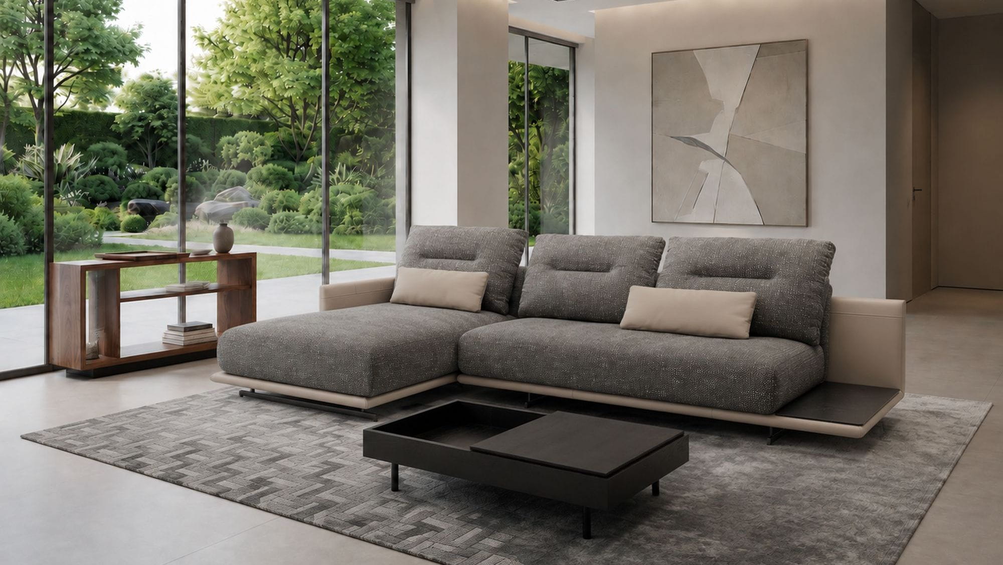 ROLF BENZ TAYA Sofa mit Couchtisch 906 als horizontale Lounge-Lösung
