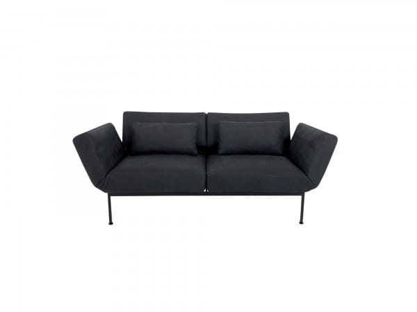 Brühl RORO SOFT Sofa 2 mit weichen Sitzen in Leder Taron anthrazit Gestell schwarz mit Rollen