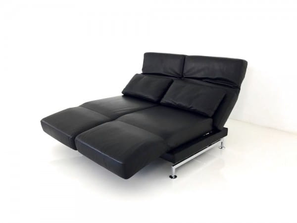 Brühl MOULE MEDIUM Sofa 2 mit Drehsitzen im feinen Pearl Leder schwarz