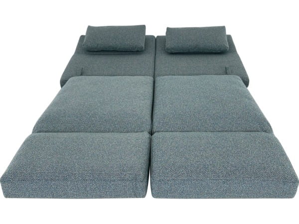 Brühl RORO SOFT Sofa 2 in Stoff grau/türkise mit weichen Sitzkomfort, zwei Drehsitzen und Rollen