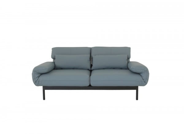 ROLF BENZ PLURA Sofa im blaugrauen Leder mit Liegerücken im SONDERANGEBOT