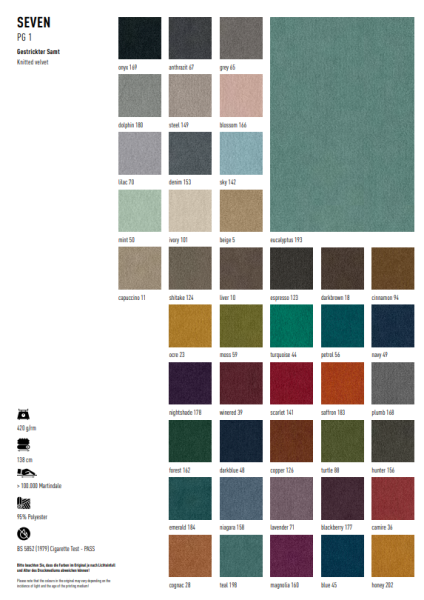 KFF ARVA STITCH EDITION Sitzbank und vier Stühle aus 44 verschiedenen Farben wählbar