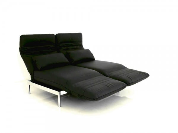 ROLF BENZ PLURA Sofa in schwarzen Leder und Chromfüßen im SONDERANGEBOT