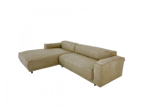 freistil 136 ROLF BENZ Sofa mit Recamiere links in Nappa Leder 9221 gelbgrau