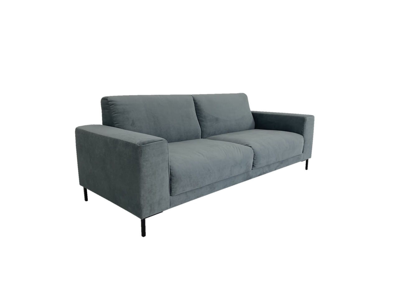 freistil 141 ROLF BENZ Sofa in Stoff Velours grün mit Lounge Polsterung und breiten Armlehnen