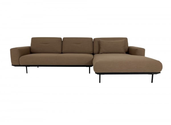 ROLF BENZ YUNA Sofa mit Recamiere mit hochklappbaren Lehnen in Stoff braun und Rahmen Eiche schwarz