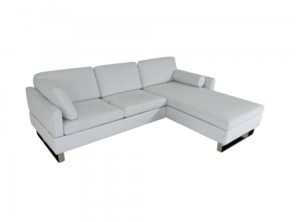 Brühl ALBA 55/70 Sofa mit Recamiere in Leder CHOISE weiss mit Sitzverstellung, Kopf- und Fußstütze