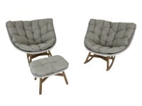 DEDON MBRACE 2 Stück ROCKING CHAIR Schaukelsessel mit Hocker und Polsterauflage in cool sage DEDON MBRACE 2 Stück ROCKING CHAIR Schaukelsessel mit Hocker und Polsterauflage in cool sage