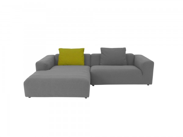freistil 187 ROLF BENZ Lounge Sofa mit Recamiere links in Stoff grau mit passenden Kissen