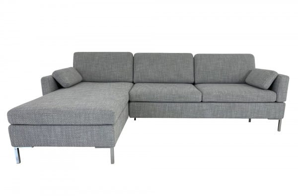 Brühl ALBA Sofa mit Recamiere links in Stoff grau und klappbaren Rücken und Seitenteilen