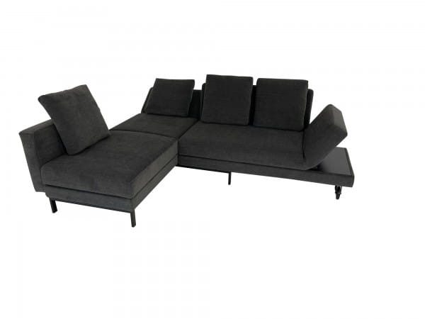 Brühl FOUR-TWO compact Sofa mit Recamiere sowie Drehsofa mit Bettfunktion in Stoff anthrazit