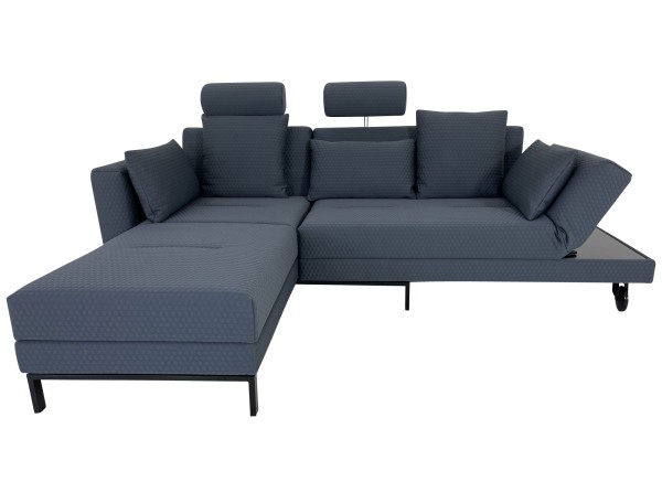 Brühl FOUR-TWO Soft Sofa mit Recamiere links mit Drehsofa rechts und Bettfunktion in Stoff grau