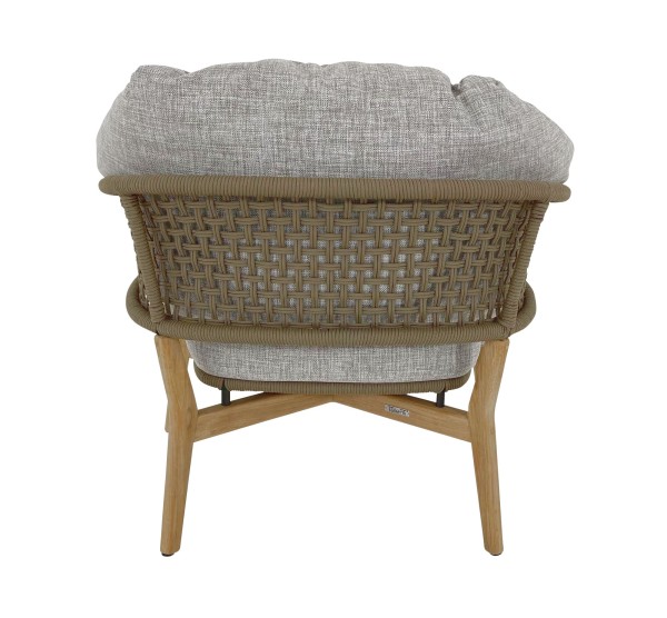 TALENTI MOON TEAK Sessel in Kordel beige mit Polster in Stoff beigegrau für Garten & Terrasse