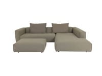Rolf Benz MIO Sofa mit Recamiere Übertief in Stoff graubeige mit Polsterbank und Kissen in Leder Rolf Benz MIO Sofa mit Recamiere Übertief in Stoff graubeige mit Polsterbank und Kissen in Leder