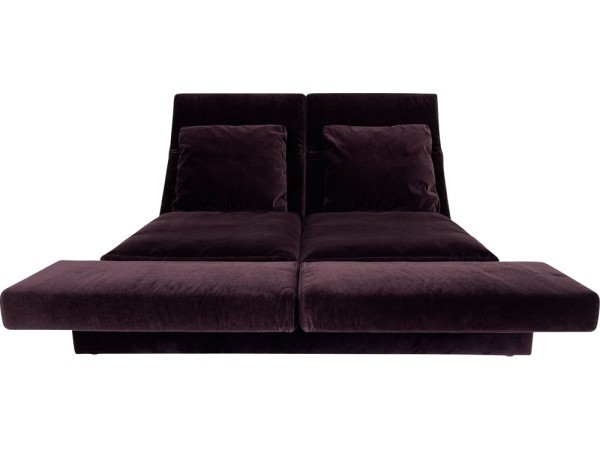 Brühl FOLD OUT Sofa mit Bettfunktion und Drehsitzen in Stoff Velours bordeaux