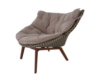 DEDON MBRACE LOUNGE CHAIR ALU in chestnut mit Polsterauflage in Twist terracotta DEDON MBRACE LOUNGE CHAIR ALU in chestnut mit Polsterauflage in Twist terracotta
