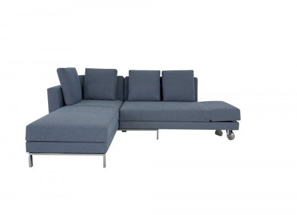 Brühl FOUR-TWO compact Sofa mit Recamiere sowie Drehsofa mit Bettfunktion in Stoff blaugrau mit Kiss
