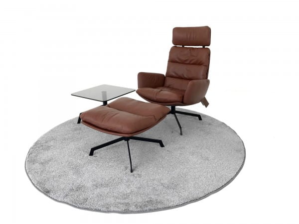KFF ARVA LOUNGE Sessel mit Armlehnen in Leder mit Wipp-Funktion und Kopfstütze