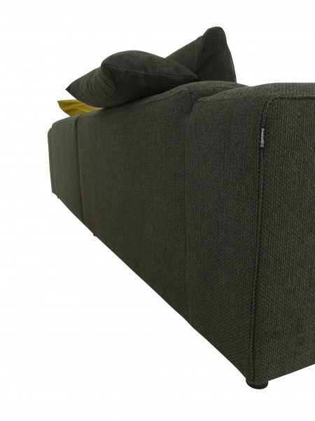 freistil 187 Rolf Benz Lounge Sofa mit Recamiere rechts in Stoff schwarzgrau mit passenden Kissen