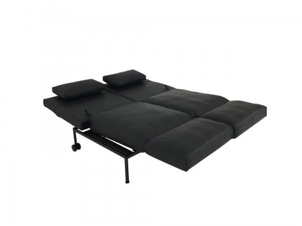 Brühl RORO SOFT Sofa 2 mit weichen Sitzen in schwarzen CHOICE Leder mit sw. Kufen und Rollen