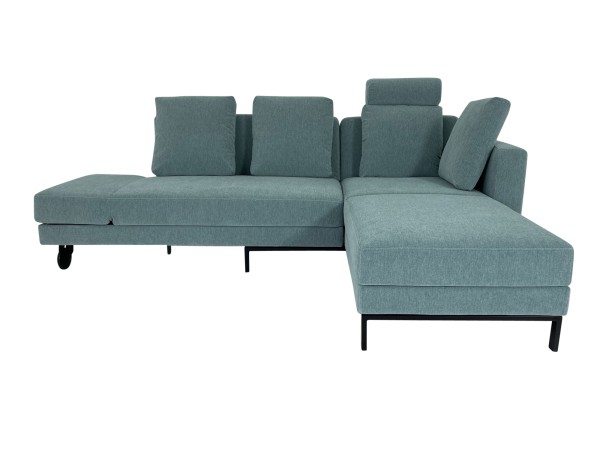 Brühl FOUR-TWO COMPACT Ecksofa mit Recamiere rechts und Bettfunktion in Stoff blaugrau