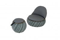 DEDON DALA LOUNGE CHAIR mit DALA FOOTSTOOL in Farbe bahamas mit Polster in cool ash
