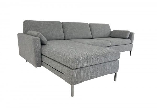 Brühl ALBA Sofa mit Recamiere links in Stoff grau und klappbaren Rücken und Seitenteilen