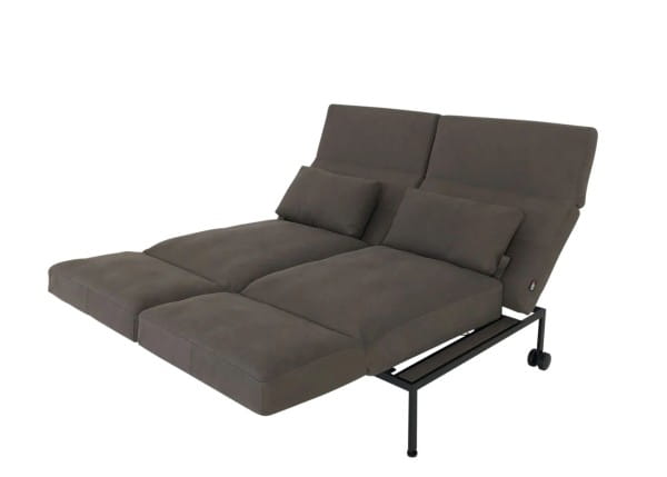 BRÜHL RORO SOFT Sofa 2 mit weichen Sitzen in Leder Taron graubraun Gestell schwarz mit Rollen