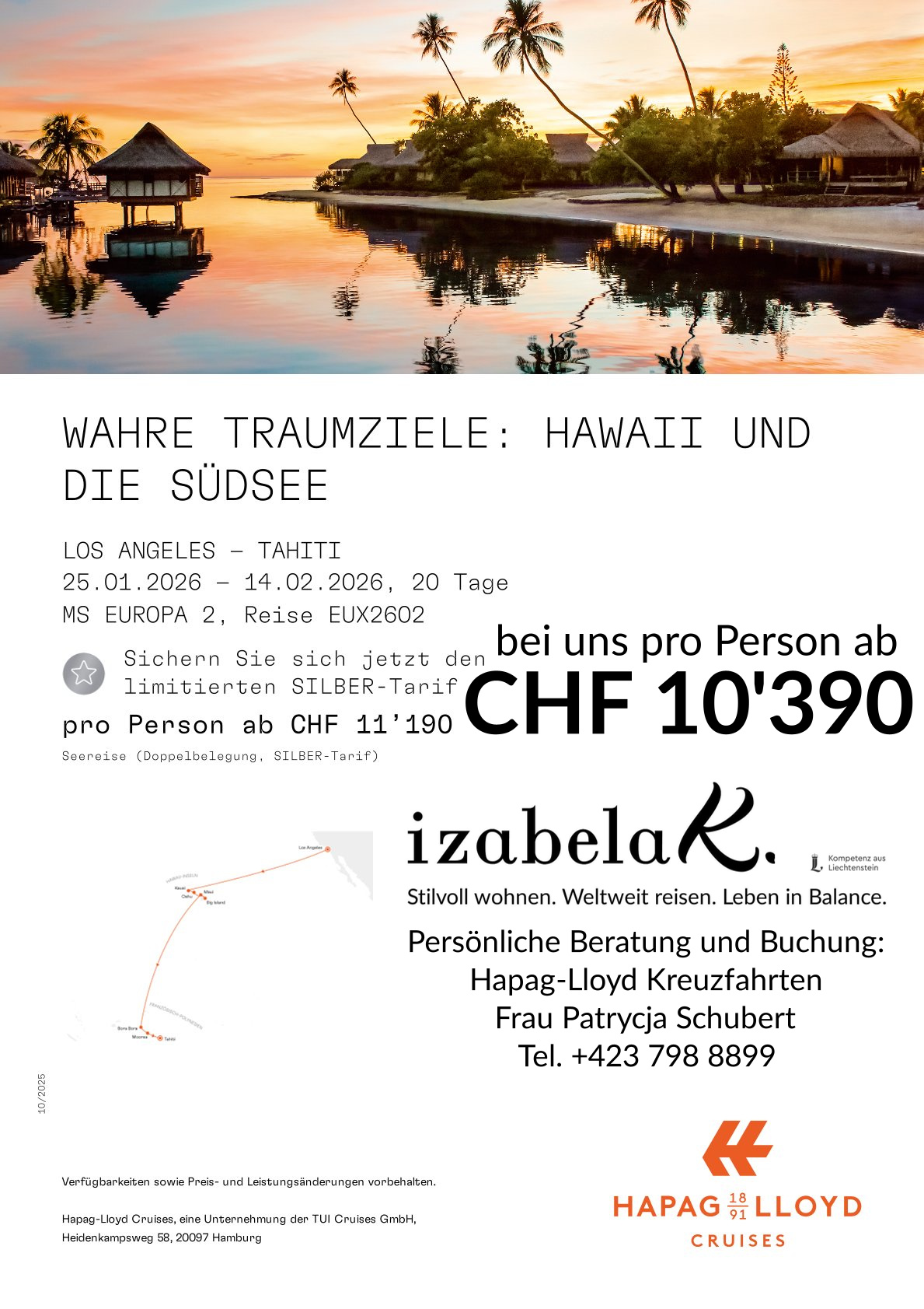 MS Europa 2 Angebot Los Angeles nach Tahiti EUX 2602