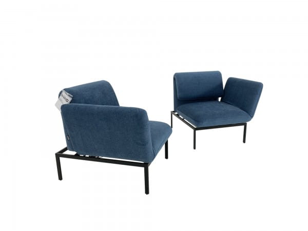 Brühl RORO small Liege Sessel Set im edlen Stoff petrolblau mit Gestell schwarz