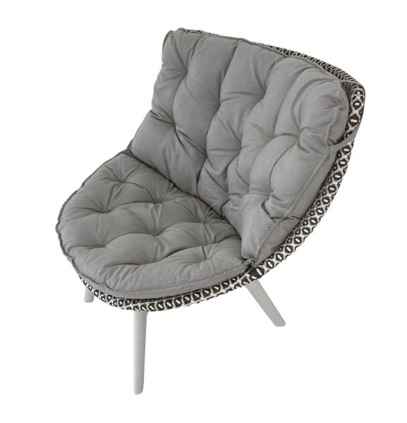 DEDON MBRACE WING CHAIR ALU Hochlehner Sessel in pepper mit natura taupe Polsterauflage