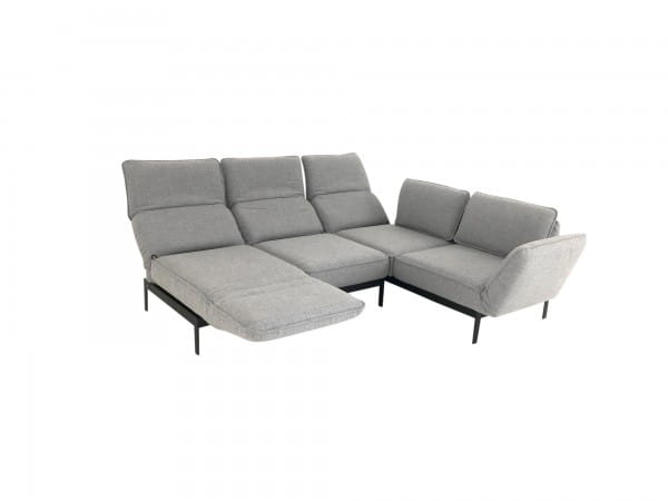 ROLF BENZ MERA Ecksofa in Stoff signalgrau mit Rückenfunktion und Drehsitzen Ecke rechts und Kissen