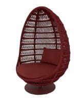 TALENTI PANAMA EGG CHAIR Outdoor Drehsessel in rot Kordelseil geflochten mit Sitz- & Rückenkissen