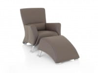 ROLF BENZ 322 Sessel mit Hocker Design Icons in Leder graubraun