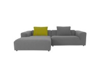 freistil 187 ROLF BENZ Lounge Sofa mit Recamiere links in Stoff grau mit passenden Kissen