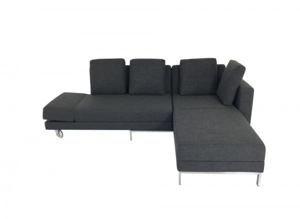 Brühl FOUR-TWO compact Sofa mit Recamiere und Bettfunktion in Stoff dunkelgrau