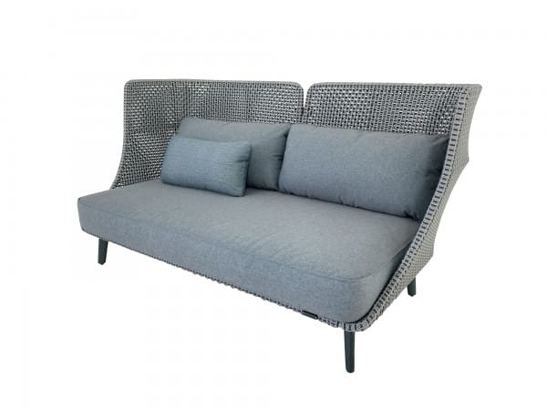 DEDON MBARQ HIGH BACKREST Sofa 3 mit hoher Rückenlehne in baltic und Kissenset in dark turquoise