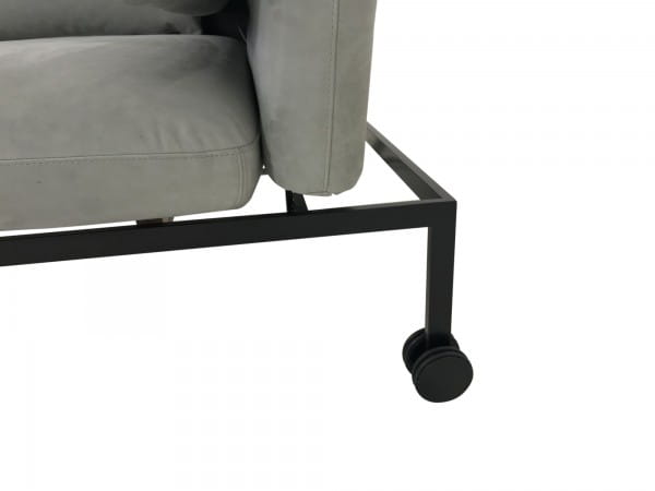Brühl RORO medium Recamiere Daybed in Anilin Leder Glove grau mit schwarzen Gestell