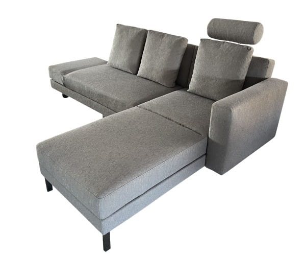 Brühl FOUR-TWO compact Sofa mit Recamiere rechts sowie Drehsofa links mit Bettfunktion in Stoff grau