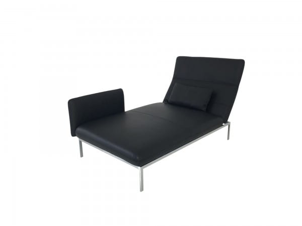 Brühl RORO medium Recamiere Daybed in Jumbo Leder schwarz mit Chrom Gestell