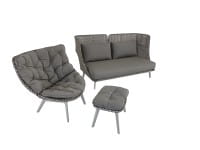 DEDON MBARQ HIGH BACKREST Sofa und MBRACE WING CHAIR ALU in pepper in neuer ALU Ausführung DEDON MBARQ HIGH BACKREST Sofa und MBRACE WING CHAIR ALU in pepper in neuer ALU Ausführung