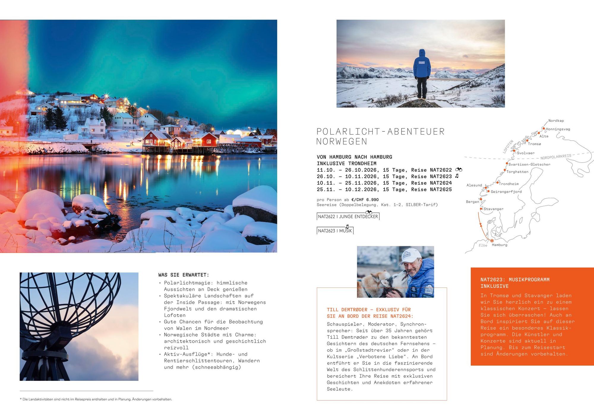 Adventsreise Ostsee mit winterlicher Altstadt, Weihnachtsmarkt und Hapag-Lloyd Cruises Routenkarte