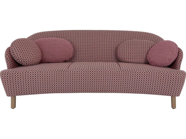 Brühl FLORET Sofa 3 im Stoff grafisch gemustert mit passenden runden Kissen und Holzfüssen